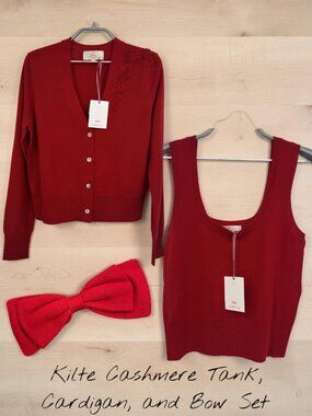 Kilte Collection Cashmere Bijou Tank and Cardigan Sweater Matching Set 1-S Small